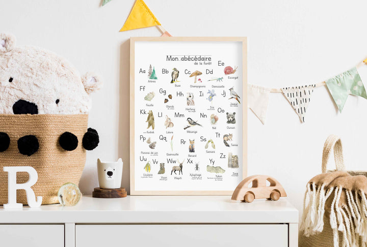 Affiche ludique: Abécédaire de la forêt - illustration