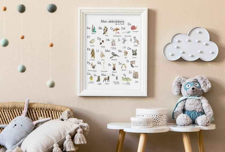 Affiche ludique: Abécédaire de la forêt - illustration