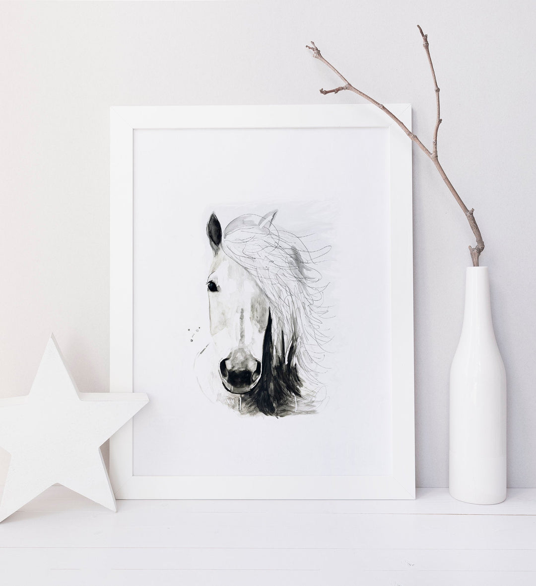 Illustration - Animaux de la ferme - cheval Blanc