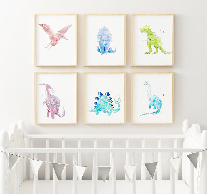 Ensemble d'illustration imprimées dinosaures