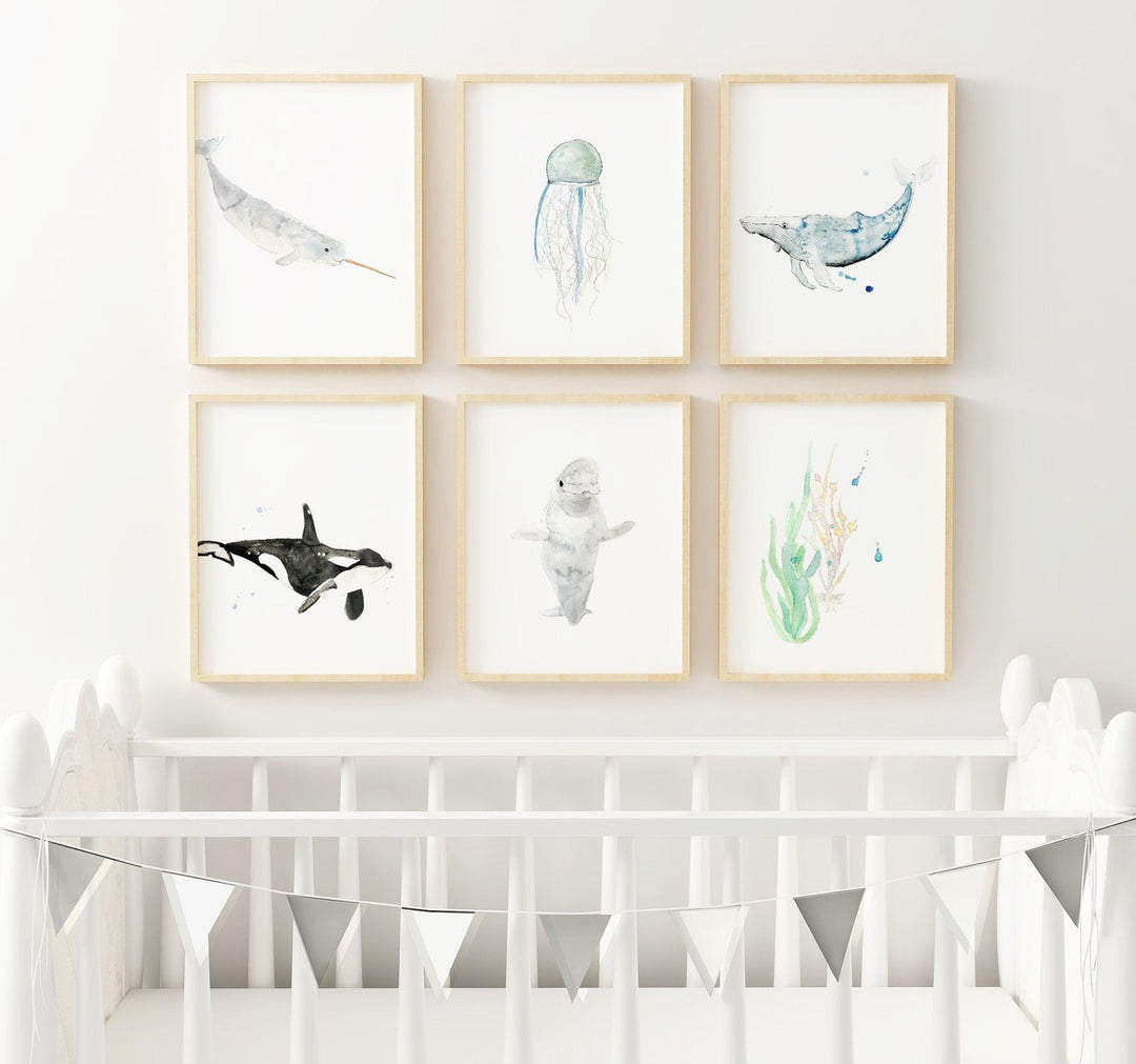Ensemble d'illustrations - animaux marins - océan