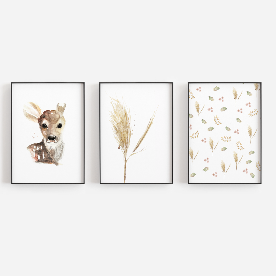 Ensemble d'illustrations imprimées pampas