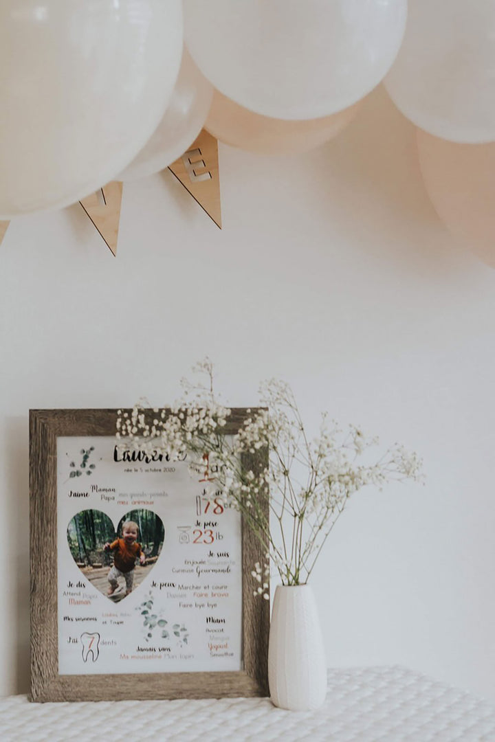 Affiche premier anniversaire ''Photo et coeur''