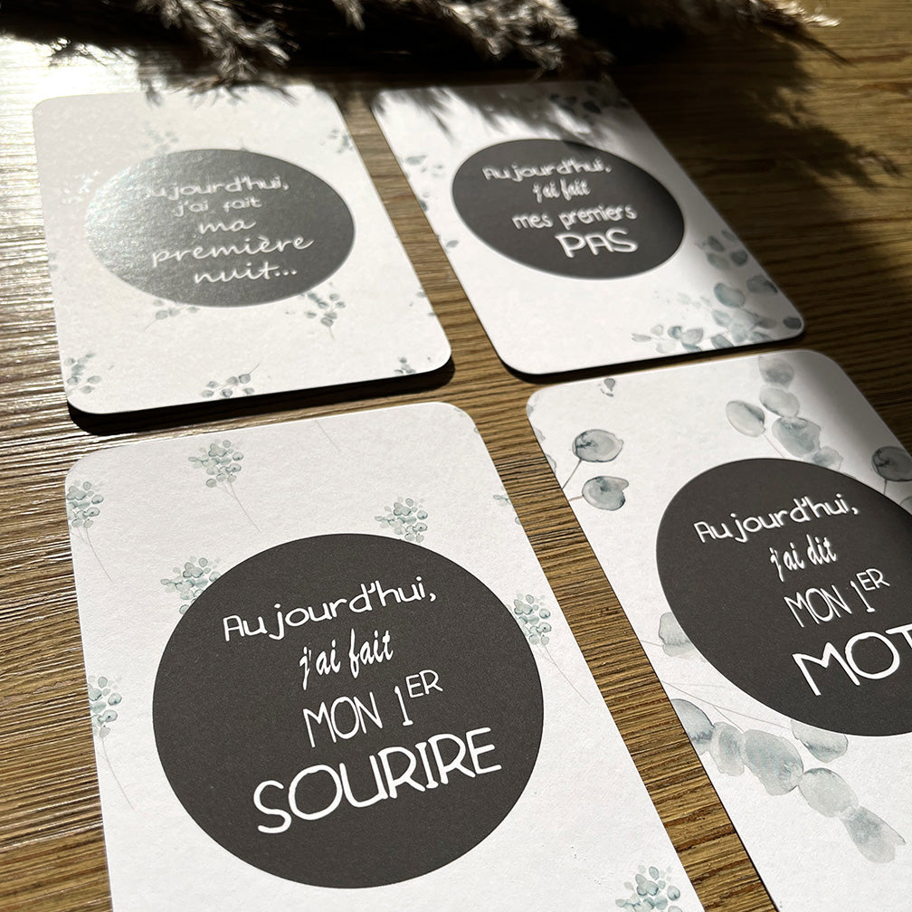 Cartes-étapes · bébé · eucalyptus · première année de bébé