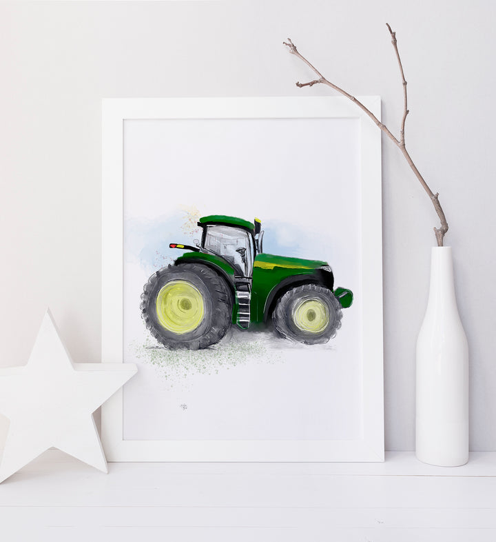 Illustration imprimée tracteur vert john deer