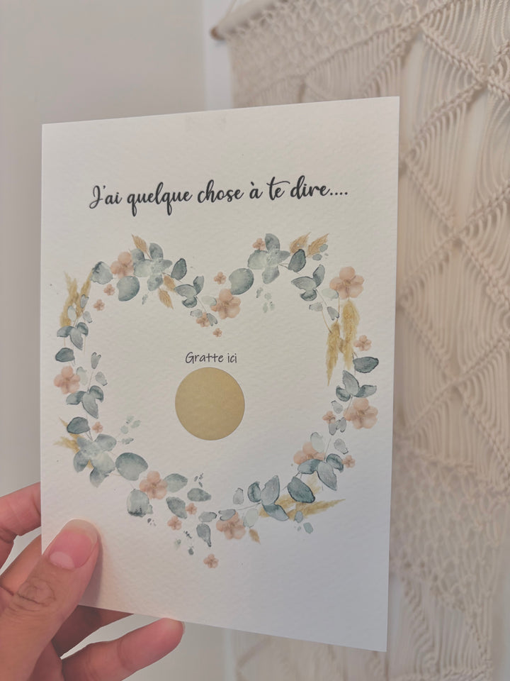 Customizable scratch card - Will you marry me? Flowery heart