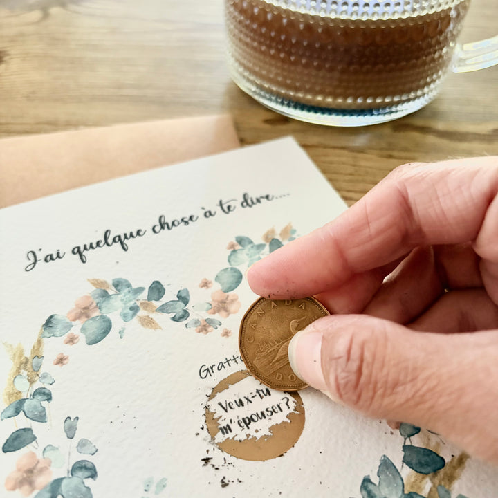Customizable scratch card - Will you marry me? Flowery heart