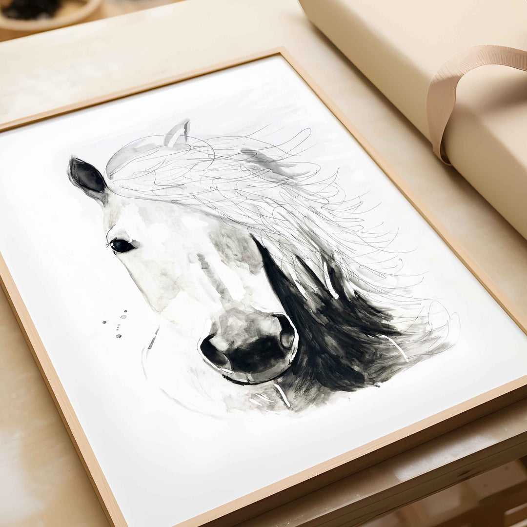Illustration - Farm animals - white horse
