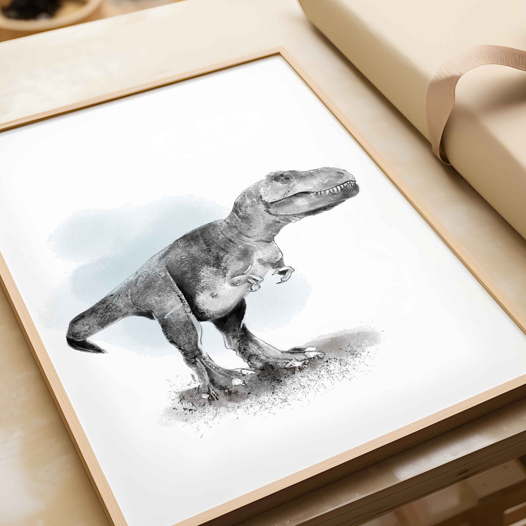 Set of black-and-white dinosaur illustrations