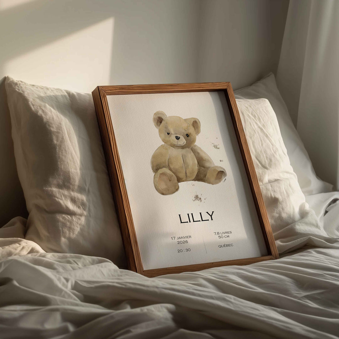 Birth announcement poster - black bear