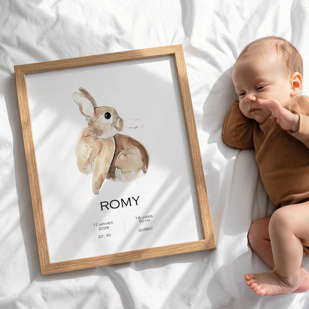 Birth announcement poster - bunny