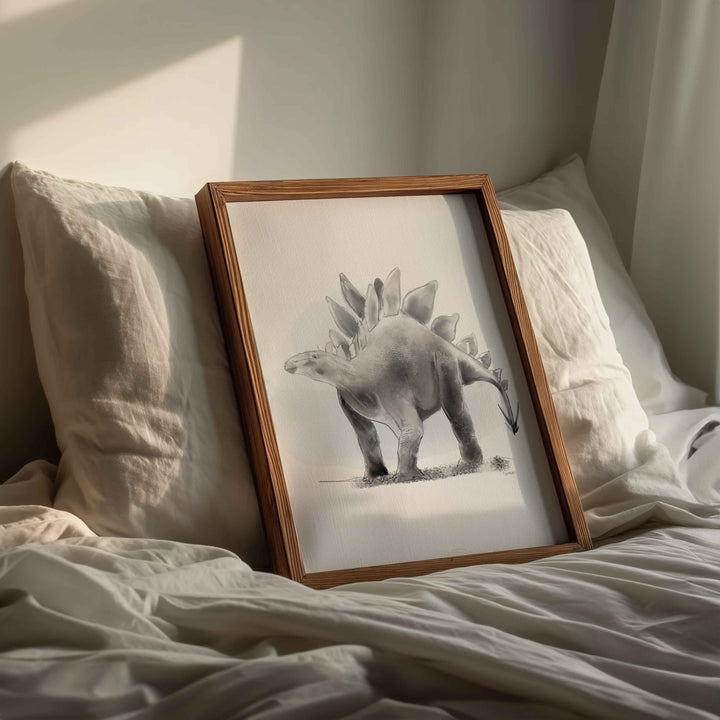 Set of black-and-white dinosaur illustrations