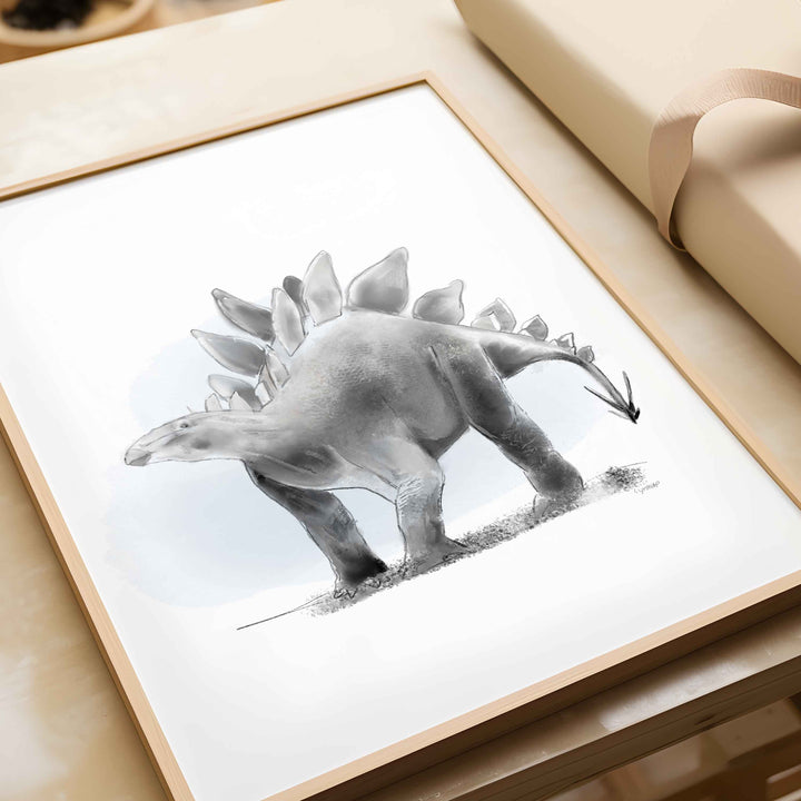 Set of black-and-white dinosaur illustrations