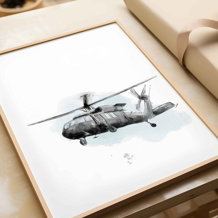Ensemble affiches Hélicoptères Black Hawk - Noir et blanc