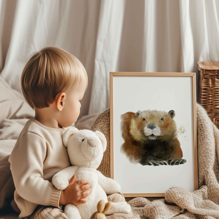Trio d'affiches animaux de la forêt - Castor, loutre, tamia
