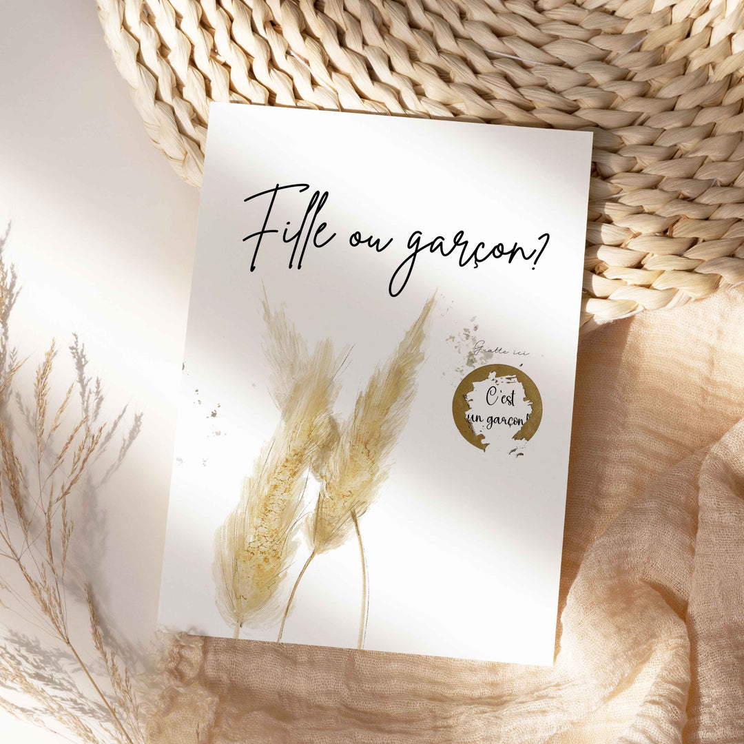 Carte à gratter nature et fleurs sauvages  -  Fille ou garçon?