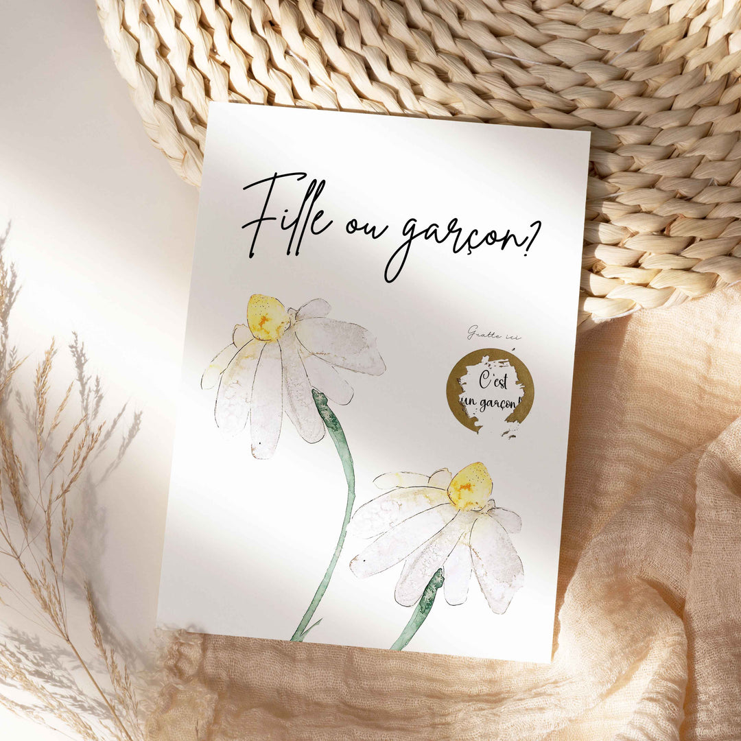 Carte à gratter nature et fleurs sauvages  -  Fille ou garçon?