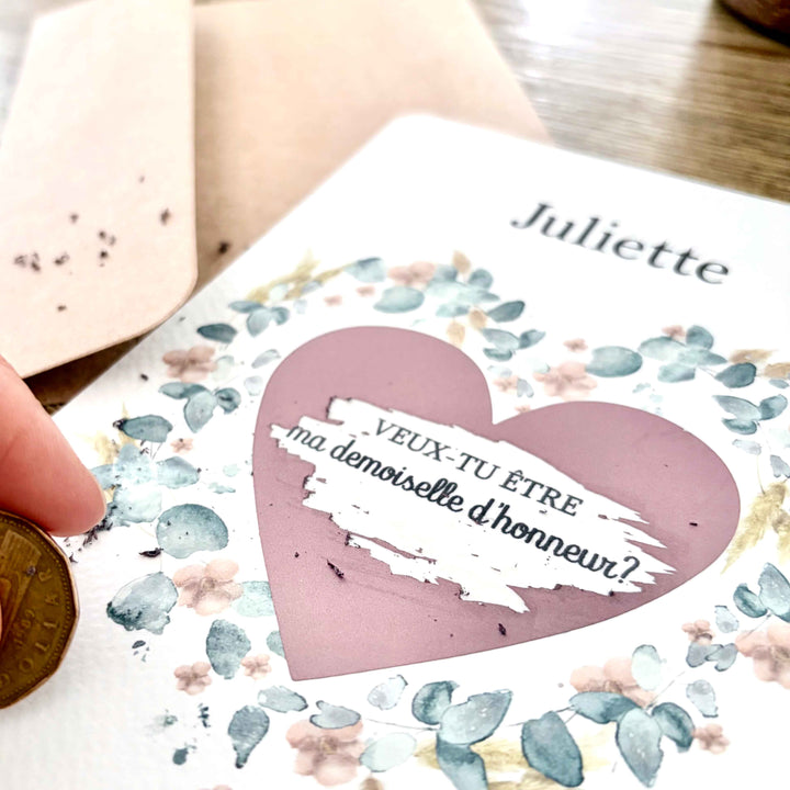 Carte à gratter - Veux-tu être ma demoiselle d’honneur? Couronne fleurie