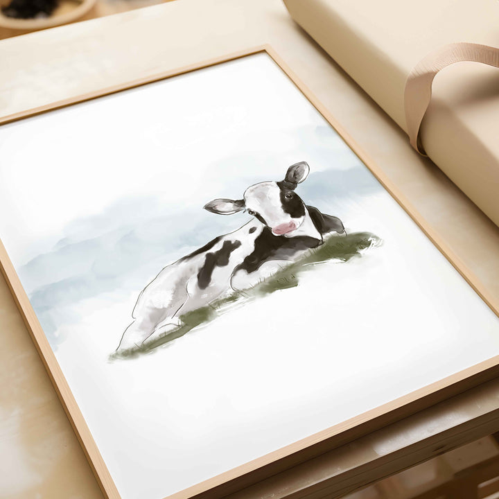 Illustration - Animaux de la ferme - bébé vache Holstein