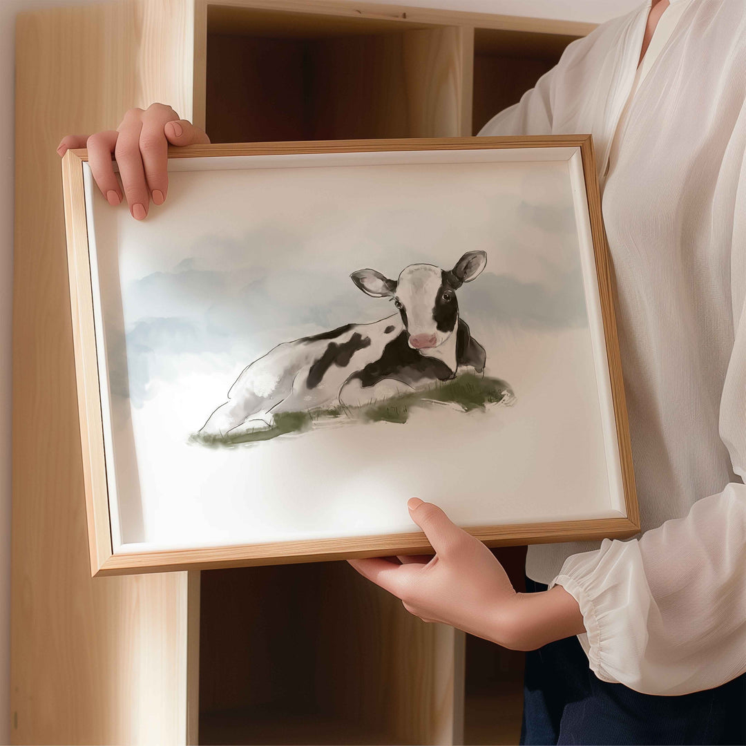 Illustration - Animaux de la ferme - bébé vache Holstein