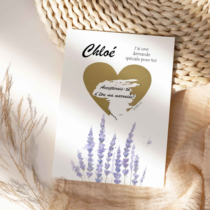 Carte à gratter personnalisable - Accepterais-tu d'être ma marraine?
