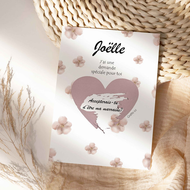 Carte à gratter personnalisable - Accepterais-tu d'être ma marraine?
