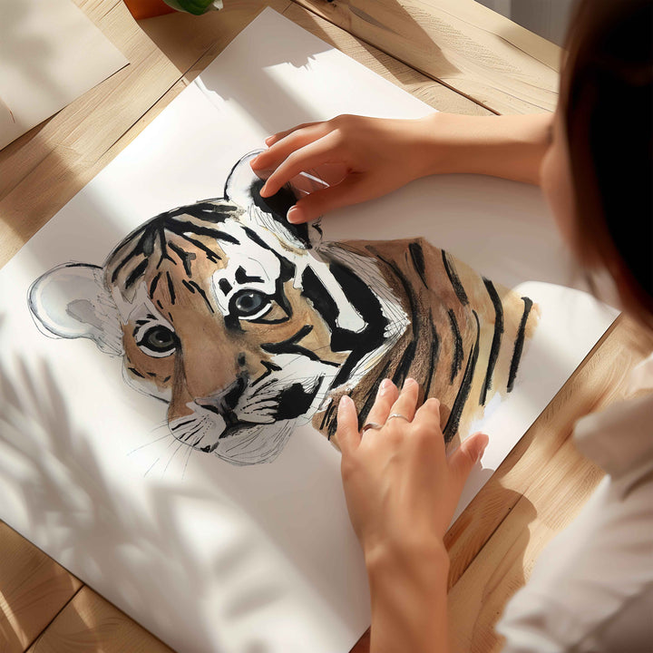 Illustration - Animals of the savannah - baby tiger