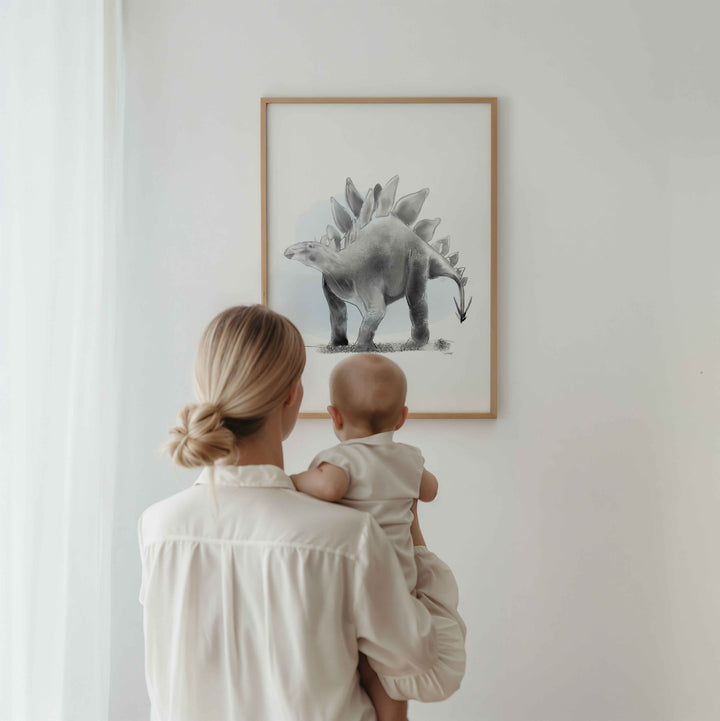 Set of black-and-white dinosaur illustrations