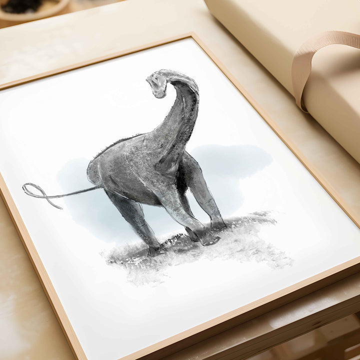 Illustration - Dinosaure - Diplodocus noir et blanc