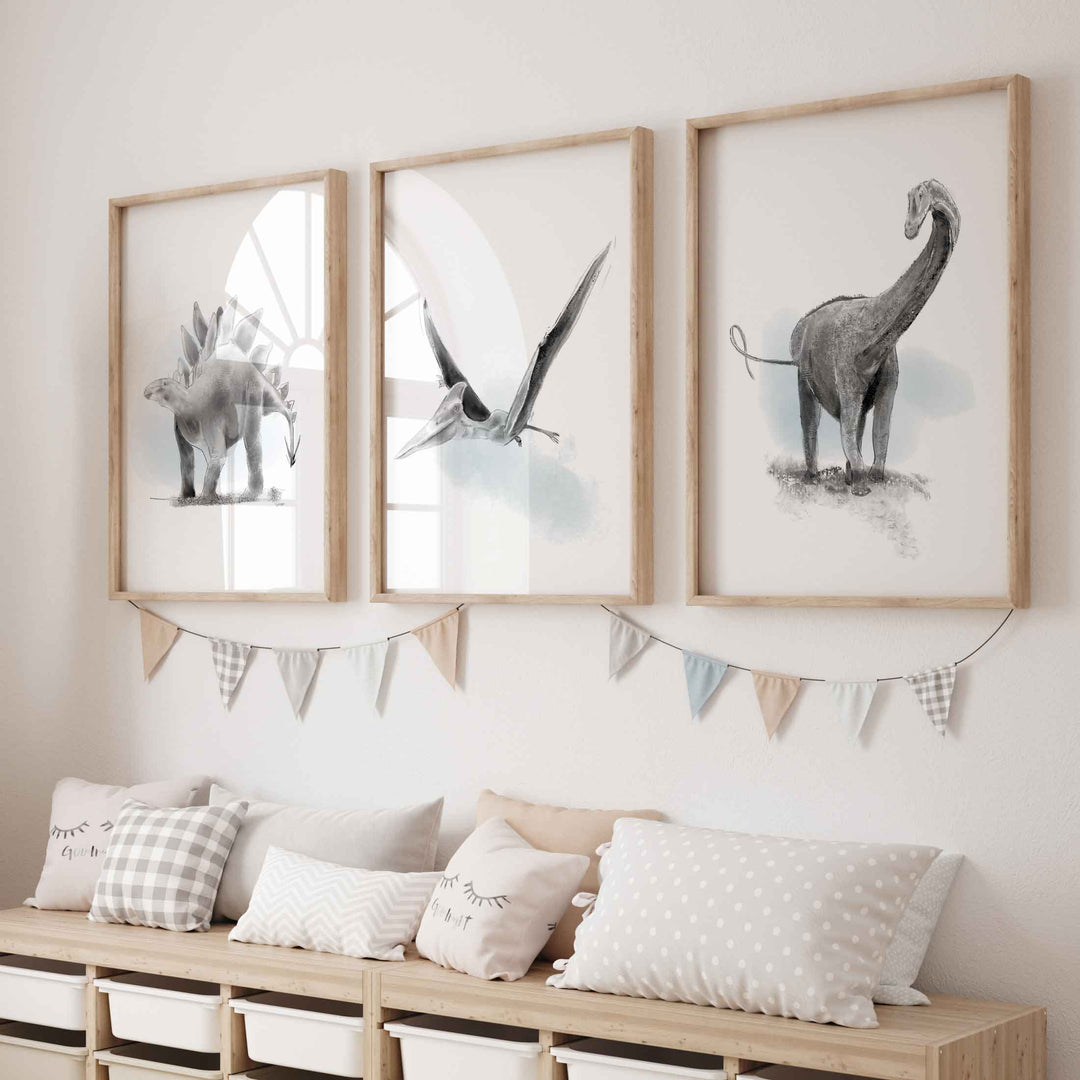 Set of dinosaur illustrations – black and white 2