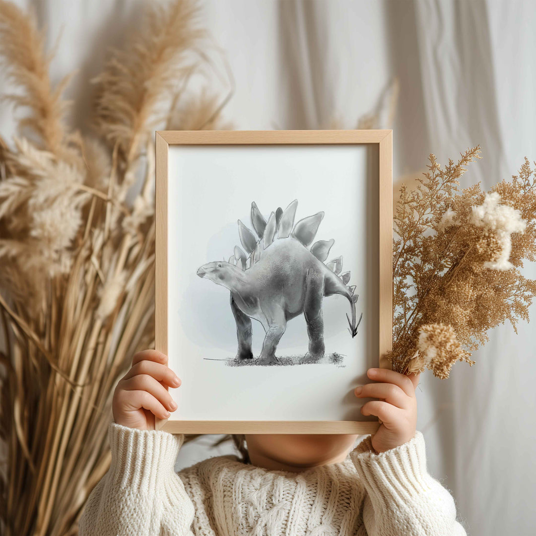 Set of black-and-white dinosaur illustrations