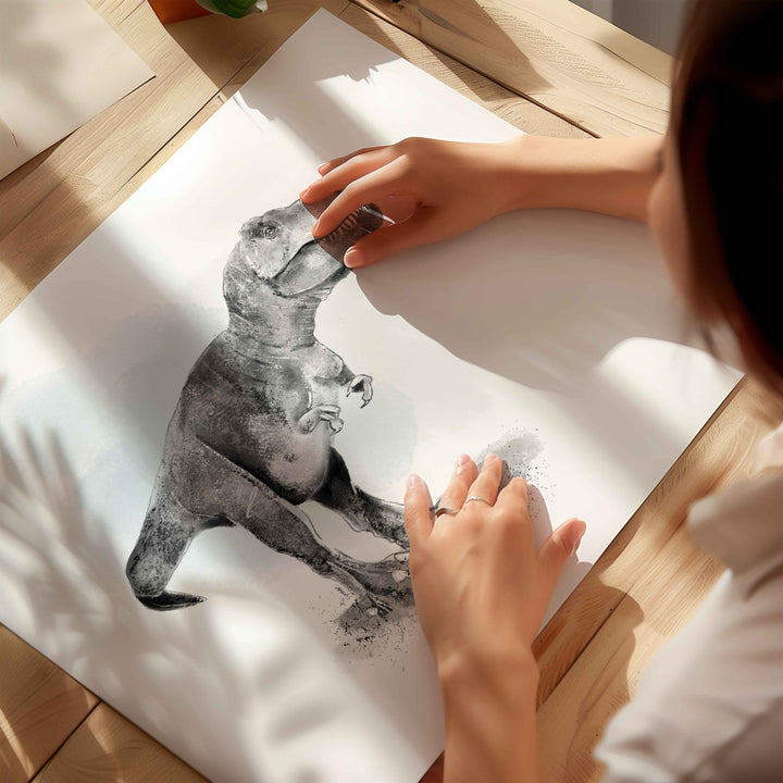 Illustration - Dinosaure - T-Rex noir et blanc