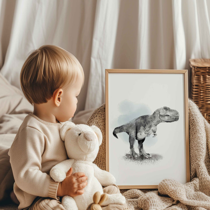 Set of black-and-white dinosaur illustrations