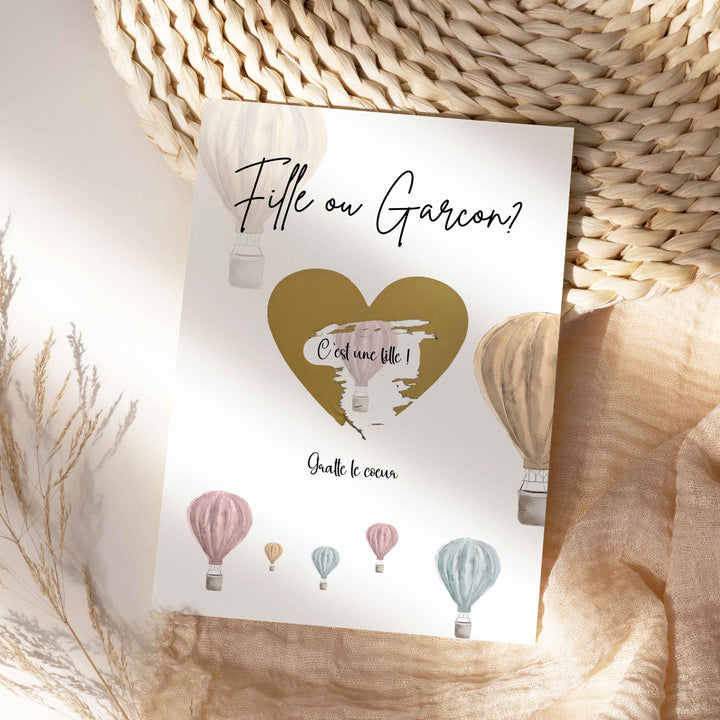 Hot Air Balloon Scratch-off Card - Gender Reveal - Boy or girl?