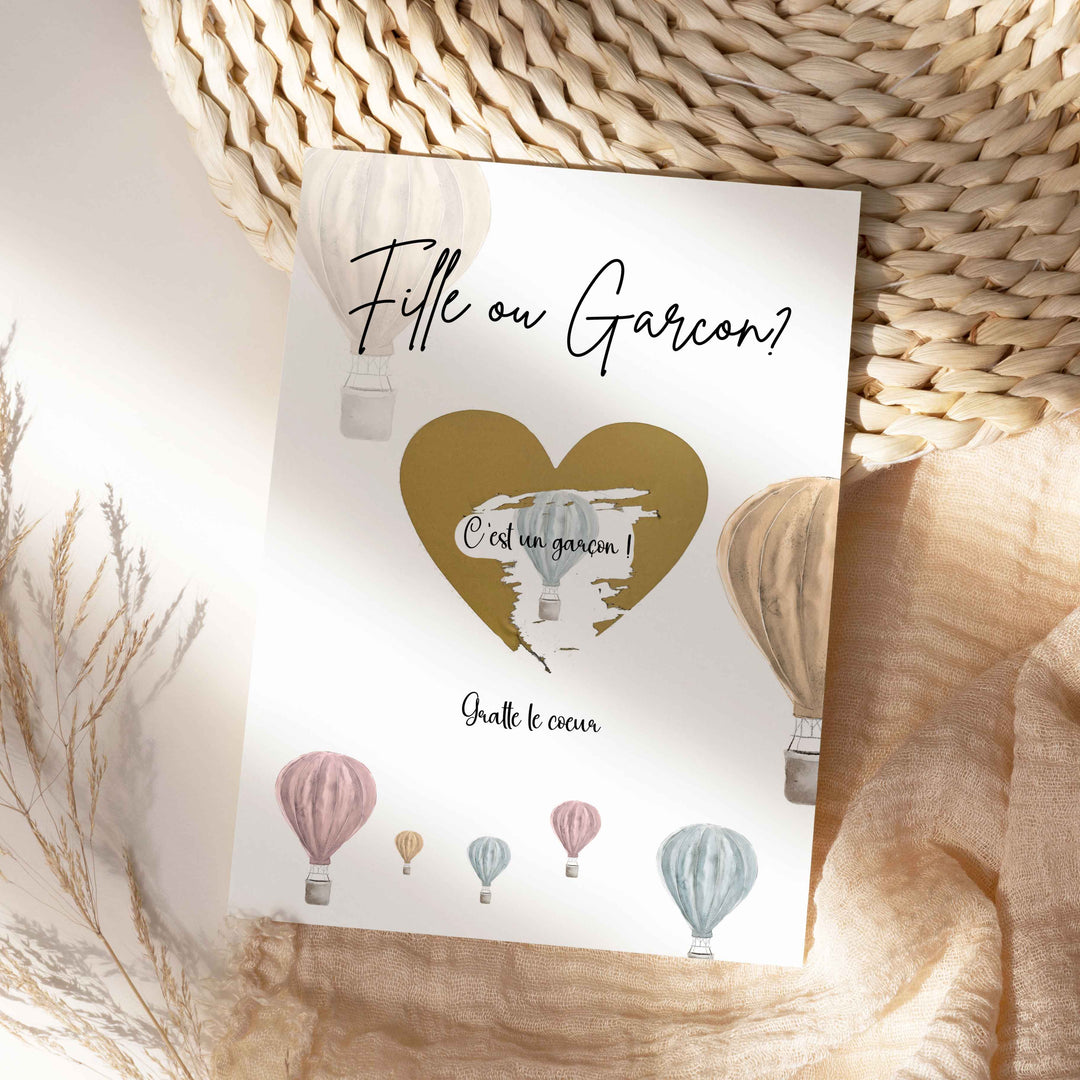 Hot Air Balloon Scratch-off Card - Gender Reveal - Boy or girl?