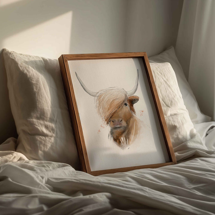 Illustration - animaux de la ferme - Caramel,  la vache highland