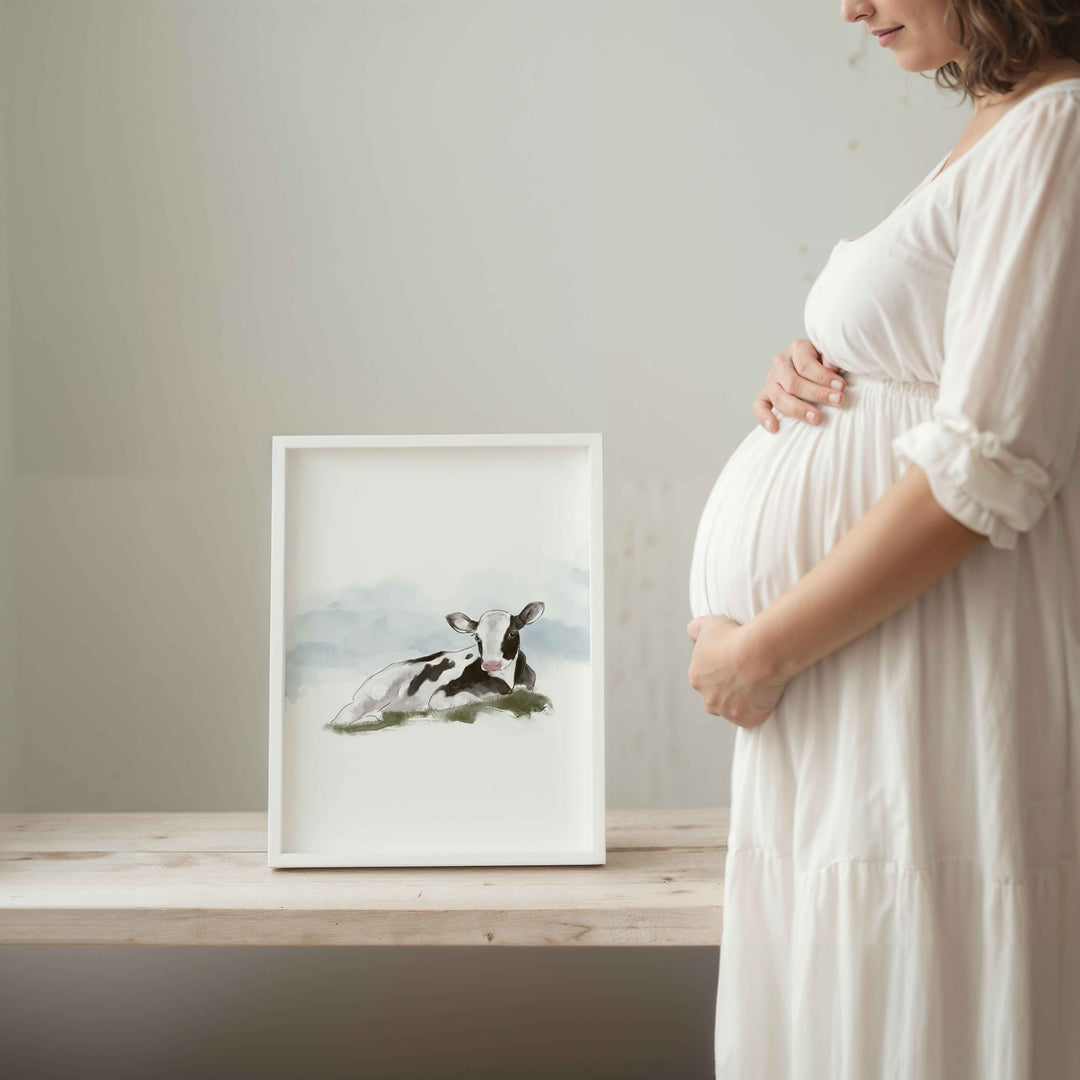 Illustration - Animaux de la ferme - bébé vache Holstein