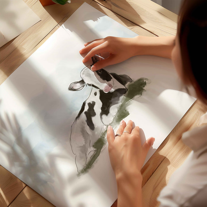 Illustration - Animaux de la ferme - bébé vache Holstein