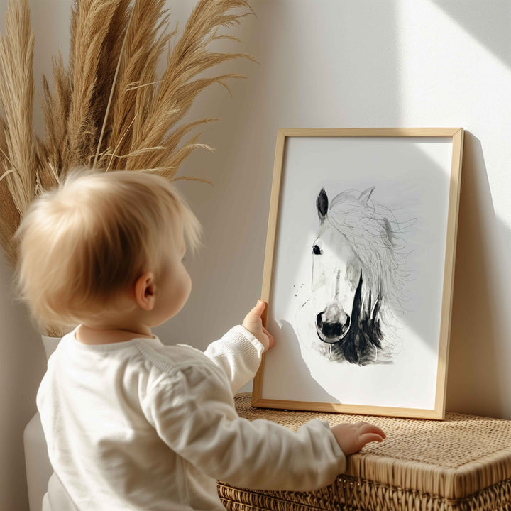 Illustration - Farm animals - white horse