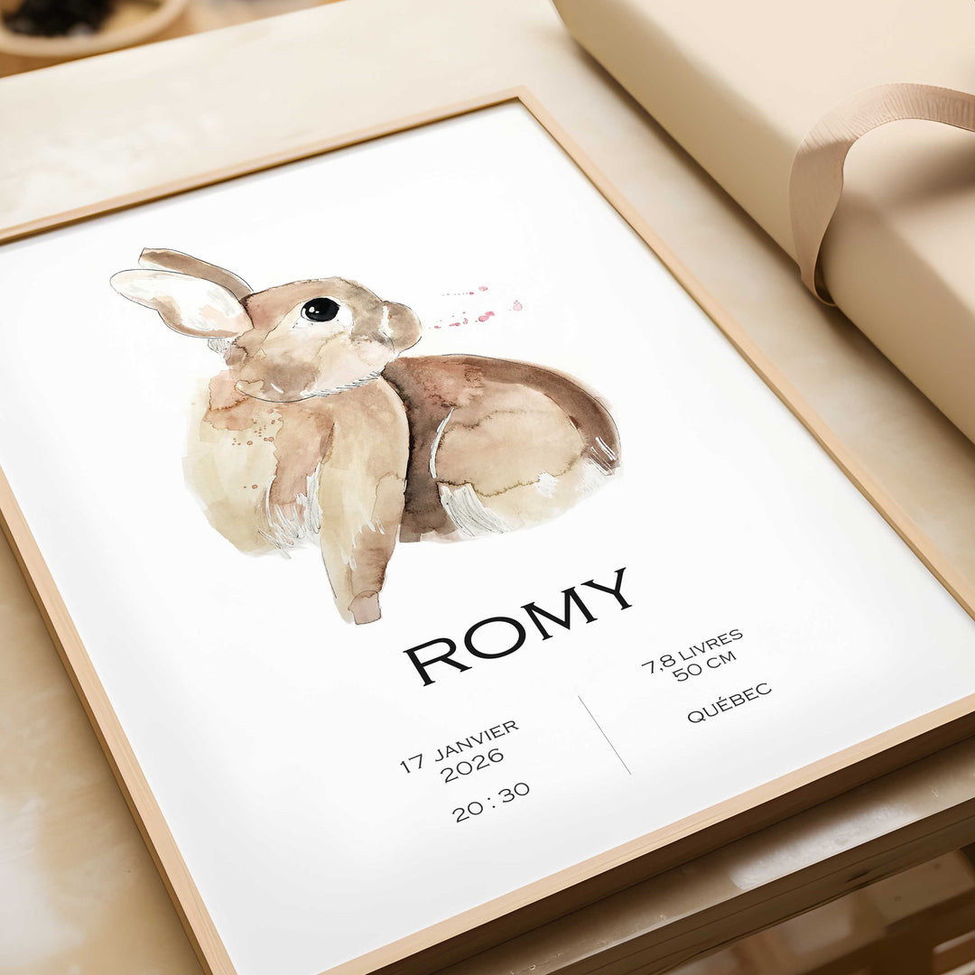 Birth announcement poster - bunny