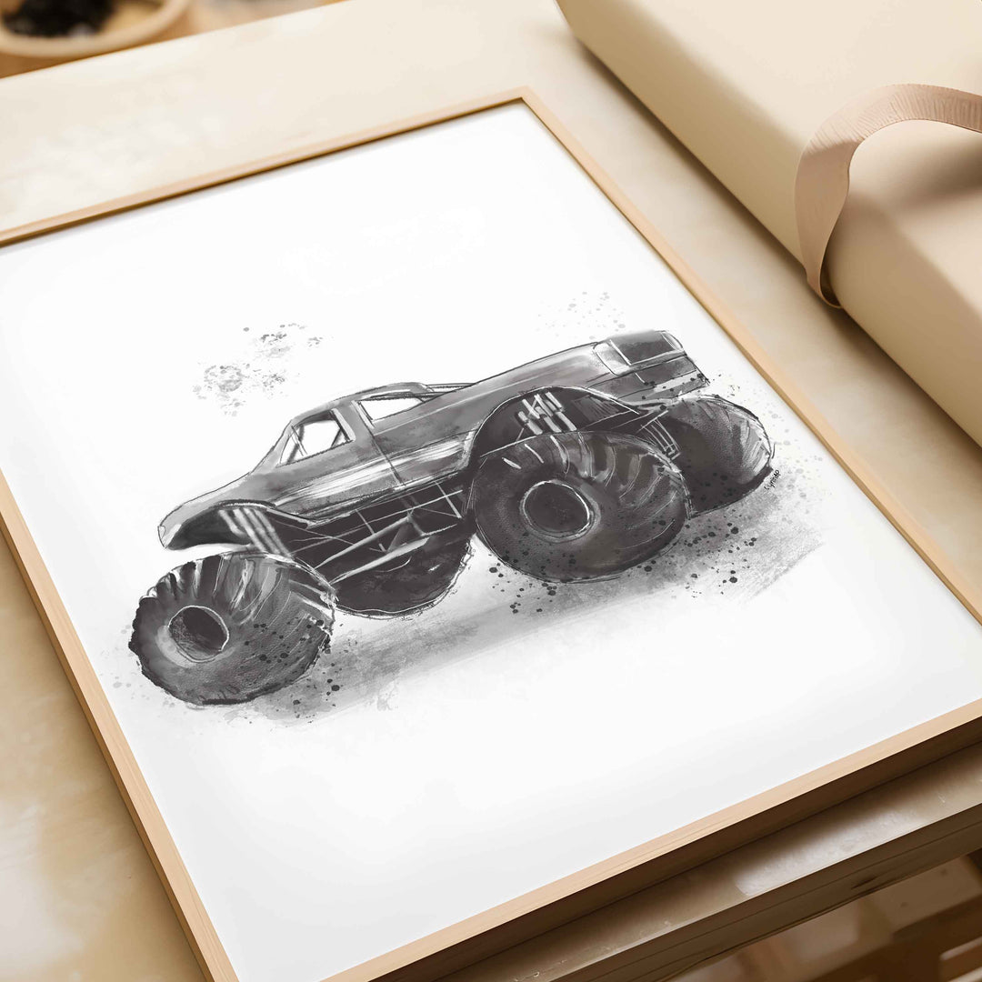 Monster Trucks poster set - Black and white
