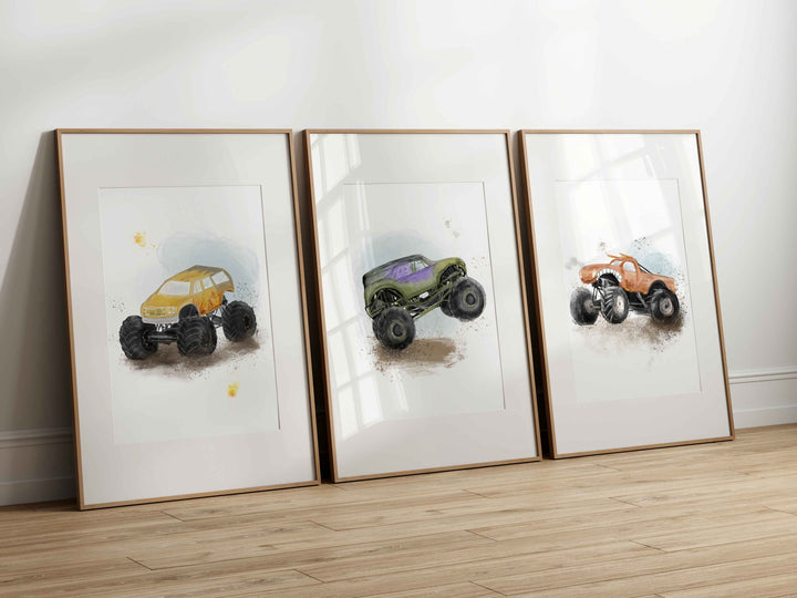 Set of 6 Monster Truck illustrations
