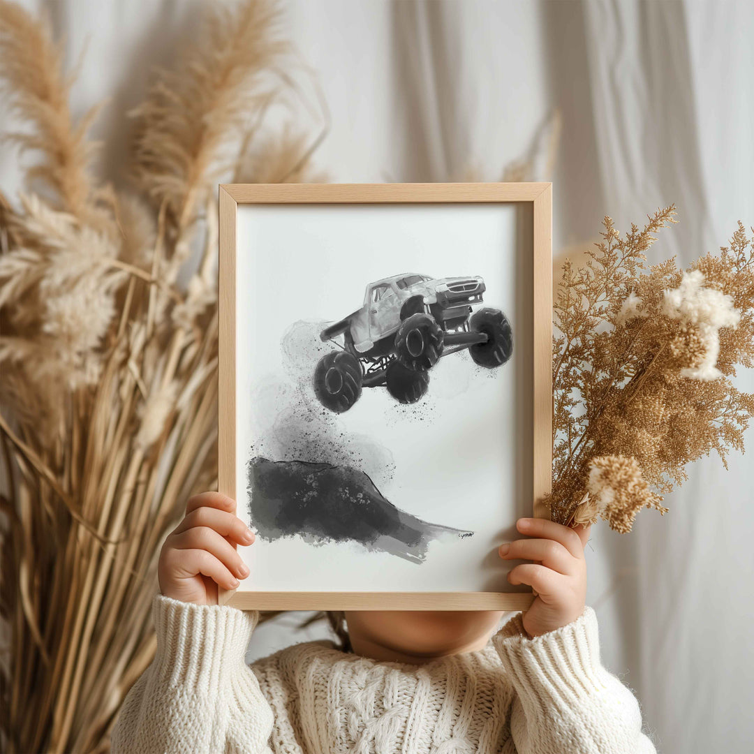 Monster Trucks poster set - Black and white
