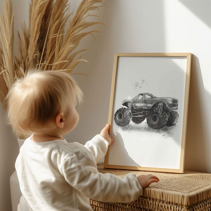 Monster Trucks poster set - Black and white