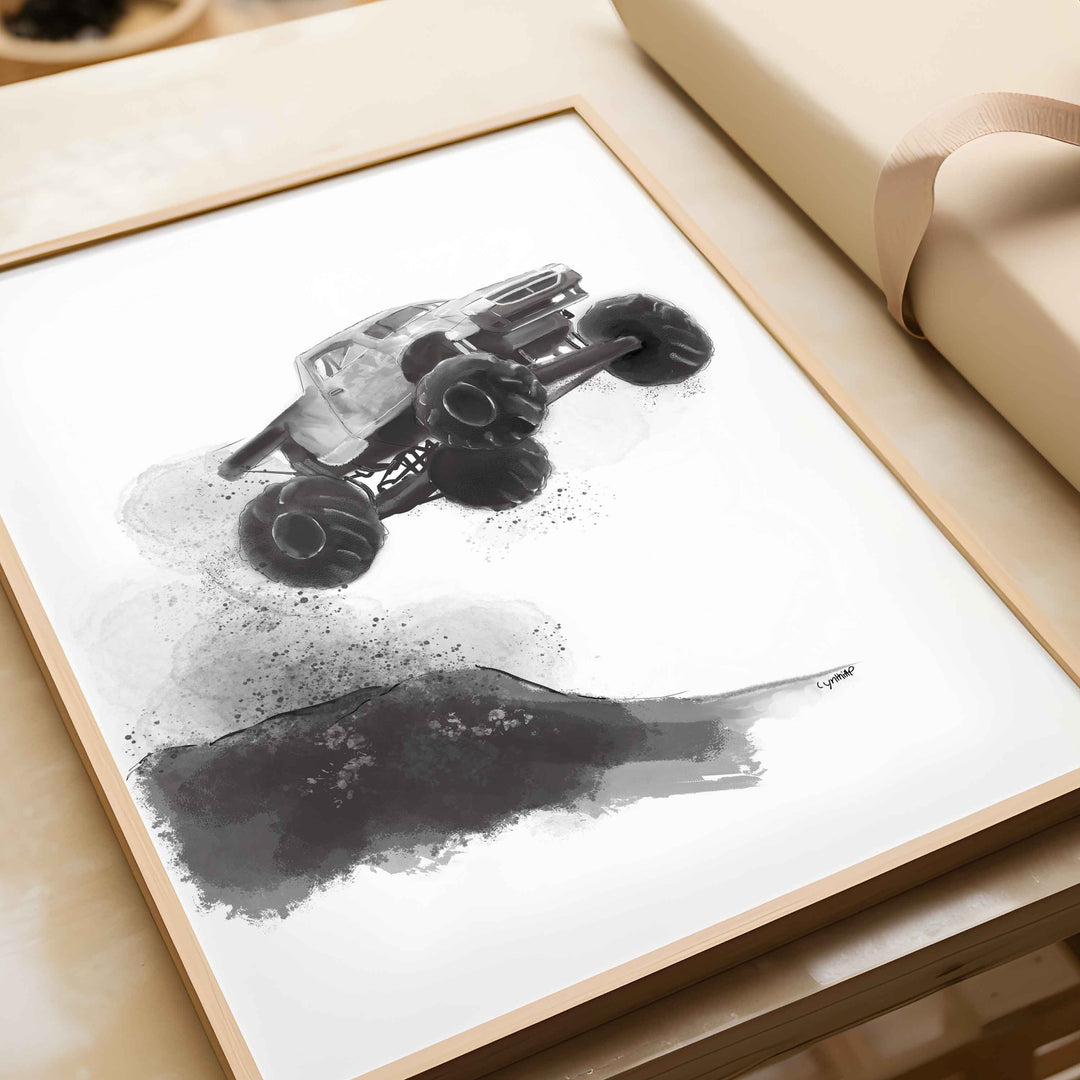 Monster Trucks poster set - Black and white