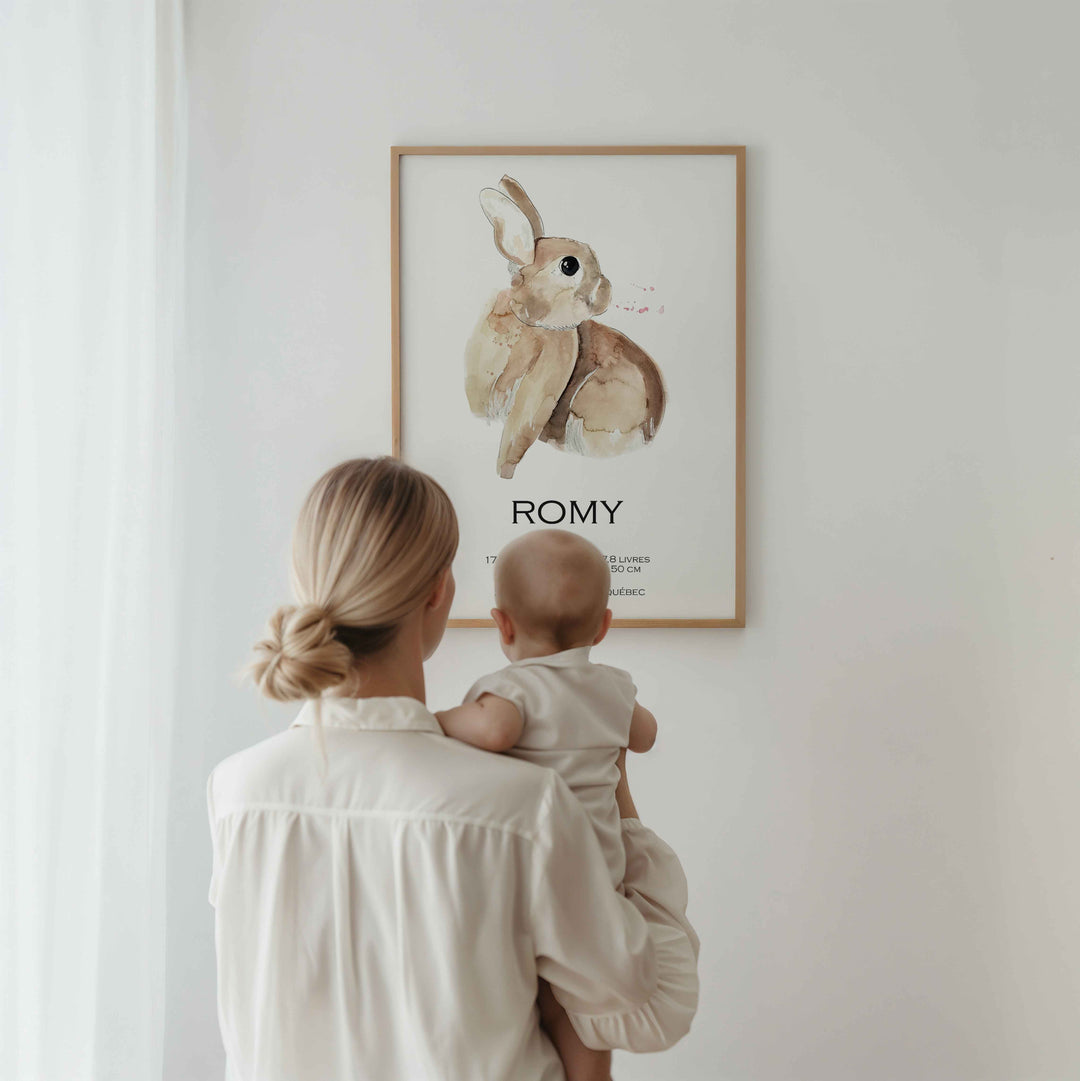 Birth announcement poster - bunny
