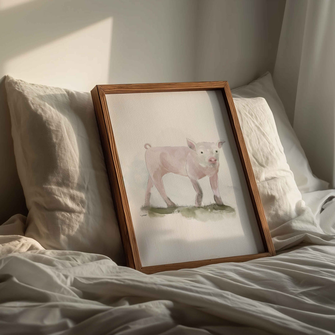 Illustration - Animaux de la ferme - cochon rose