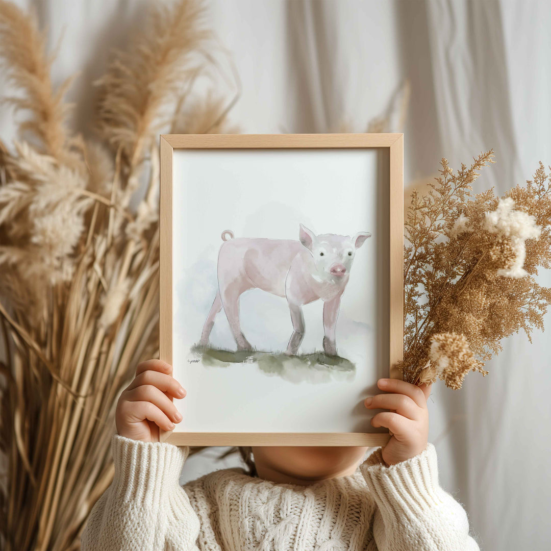 Illustration - Animaux de la ferme - cochon rose