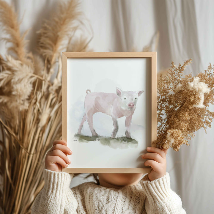 Illustration - Animaux de la ferme - cochon rose