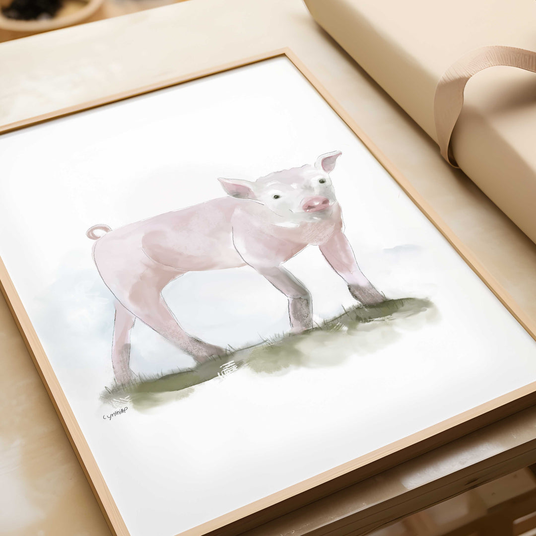 Illustration - Animaux de la ferme - cochon rose